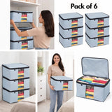 Foldable Saree Cover/Cloth Storage Bag/Wardrobe Organizer with Zip & Transparent Window (Pack of 6)