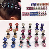 multicolor trending Girls Small Crystal Flowers Metal Hair Claws, Pack of 24pcs